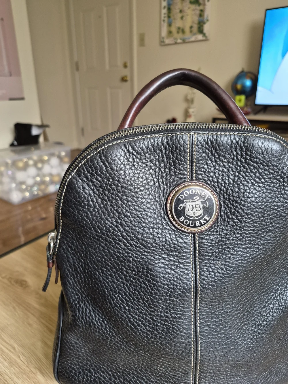 Dooney & Bourke Black Pebble Leather Mini Backpack
